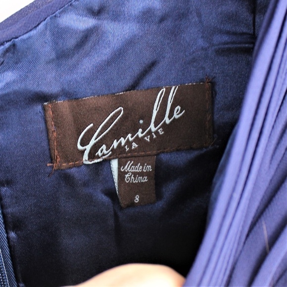 NWT  Camille Women Embellished Dark Blue Maxi Dress Size 8 ! - Picture 3 of 5